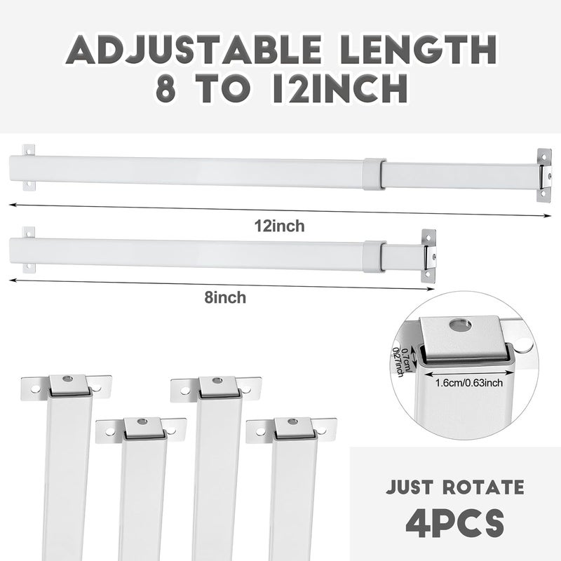 DoubleFill 4PCS sidelight curtain rods 8" - 12" flat curtain rod Sash Curtain Rods for Window Cupboard Closet - Image 2